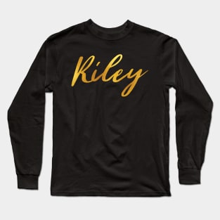 Riley Name Hand Lettering in Faux Gold Letters Long Sleeve T-Shirt